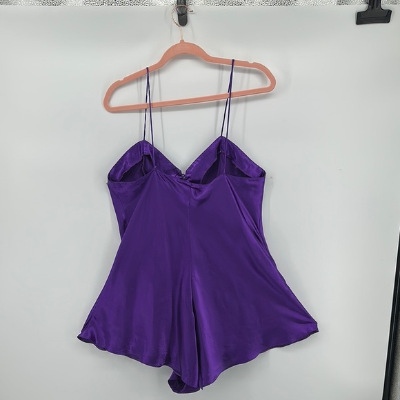 Kathryn VTG Purple Slip Satin Teddy w/Spaghetti Strap Front Button Detail SzL - Picture 8 of 14